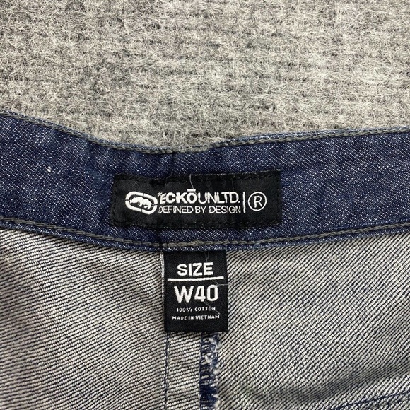 Vintage y2k Ecko Unltd Shorts Men 40 Baggy Fit Blue Streetwear Hip Hop Skater - Picture 4 of 16